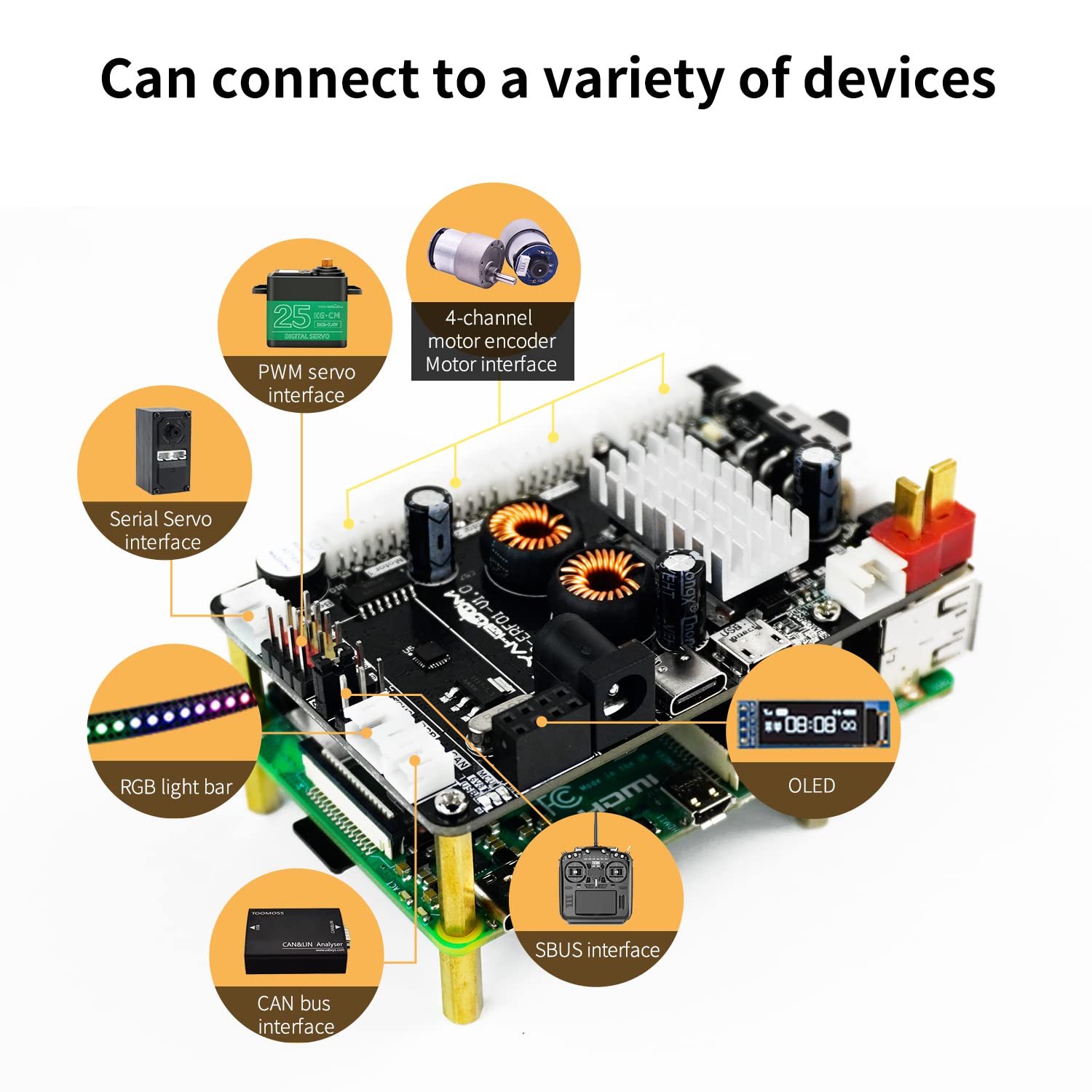 Yahboom Multifunctional Programming Development Board for Raspberry Pi Jetson Nano Orin Building ROS1 ROS2 Robot Expansion Board with 9-axis IMU Sensor STM32F103C8T6 Core (ROS Expansion Board)