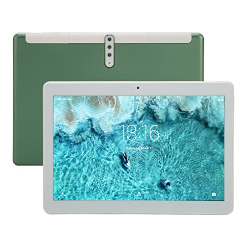 Qinlorgo Tablet PC, Dual SIM Dual Standby Green 5MP Rear Camera 100-240V T10W 10.1 Inch HD Tablet for Calling (US Plug)