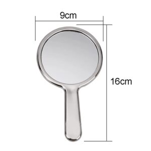 lasenersm 1 Piece Hand Mirror with Handle Round Hand Held Mirror for Makeup Hairdressing Handheld Mirror with Handle Stylish Hand Mirror for Women for Home Hair Salon Use, 3.5 x 6.3 Inches