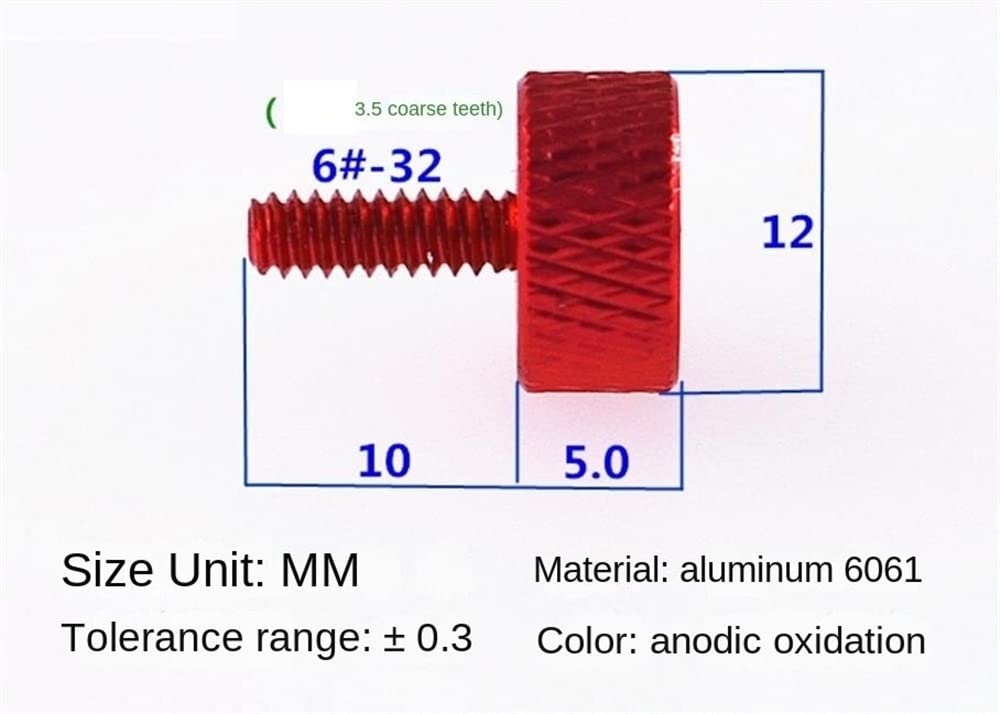 GUSTYT Screw 6#-32 * 10mm Aluminum Alloy Hand Twisted knurled Color Computer Drone Box DIY Side Panel Hard Drive Graphics Card Screws (Color : Brown Orange)