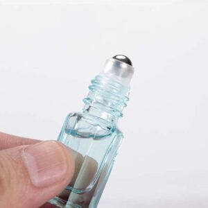 Octagonal Glass Roller Bottles Mini Massage Roll-on Bottle Vials Travel Cosmetic Perfume Sample Containers with Black Cap