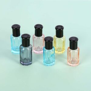 Octagonal Glass Roller Bottles Mini Massage Roll-on Bottle Vials Travel Cosmetic Perfume Sample Containers with Black Cap