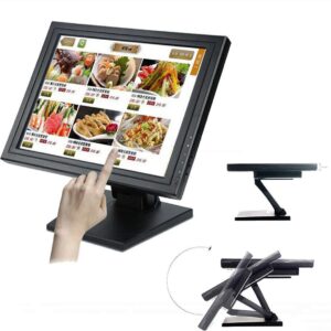 renviery 15" touch screen monitor 1024x768 usb/vga/hdmi pos screen monitor touchscreen foldable, adjustable angle,for use in retail, point-of-sale (pos), vod system