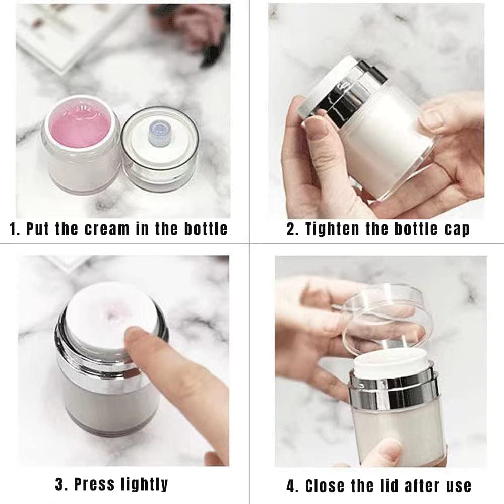 Cream Jar Vacuum Bottle,Airless Pump Jar Bottles Portable Lotion Dispenser,Travel Containers for Lotions and Creams Refillable Cosmetic Container (2PCS 15ml)