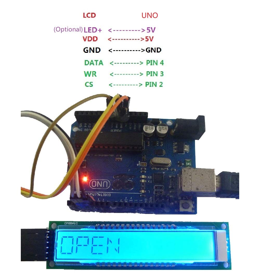 eletechsup 10 bit 16-Seg SPI LED Display Serial LCD for Ardino MGA2560 Example Sketch (no pin 4pcs)