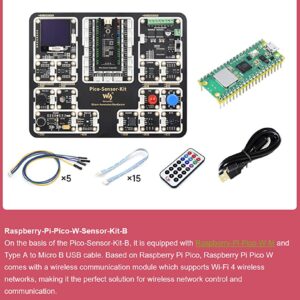 for Raspberry Pi Pico Entry-Level Sensor All-in-one Design Kit Including Pico Expansion Board and 15 Common Modules Such as LED, Button, Buzzer, etc. @XYGStudy (RPi-Pico-Sensor-Kit-B)