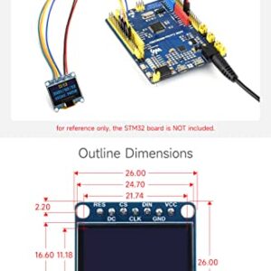 waveshare 0.96inch OLED Display Module, 128×64 Resolution, SPI / I2C Communication, Yellow&Blue Version