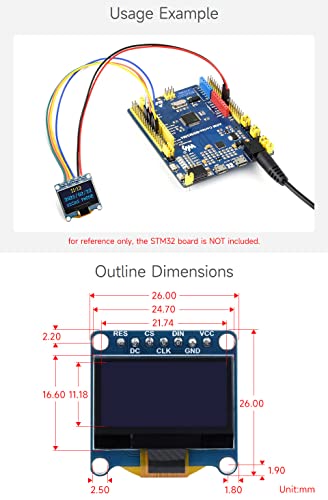 waveshare 0.96inch OLED Display Module, 128×64 Resolution, SPI / I2C Communication, Yellow&Blue Version