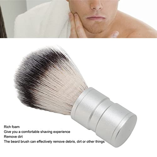 Beard Brush for Men, Stainless Steel Handle Nylon Shaving Brush, Men Shaving Brush for Home and Salon