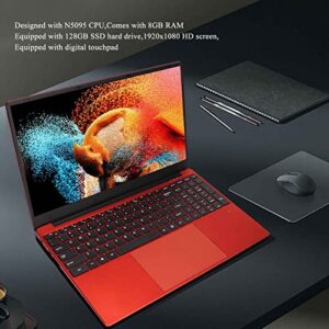 GOWENIC 15.6in Laptop, Notebook Computer Designed with N5095 CPU and Equipped with 8GB RAM, 128GB SSD, 1920x1080 HD, Touchpad, adopts for Win11 Home S Mode, Red