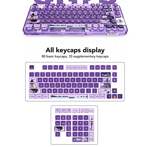 ASHATA Mechanical Keyboard, Transparent Case 80 Keys Keyboard, Triple Modes Gasket Structure Gaming Keyboard for Office School Game