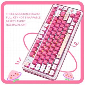 Luqeeg Wireless Mechanical Keyboard, 80 Keys Wireless Bluetooth Gaming Keyboard with RGB Backlight Compact Gaming Keyboard with 2 Layer Keycap Design, for Computer, Desktop, PC, Notebook