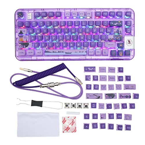 Luqeeg Mechanical Keyboard, 80 Keys Transparent Case Keyboard, Triple Modes Gasket Structure Gaming Keyboard, Wireless Bluetooth Gaming Keyboard 2 Layer Keycaps Design for Office