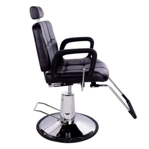 Beautystyle Reclining Barber Chair with Headrest Hydraulic Recline Salon Chair for Hair Stylist