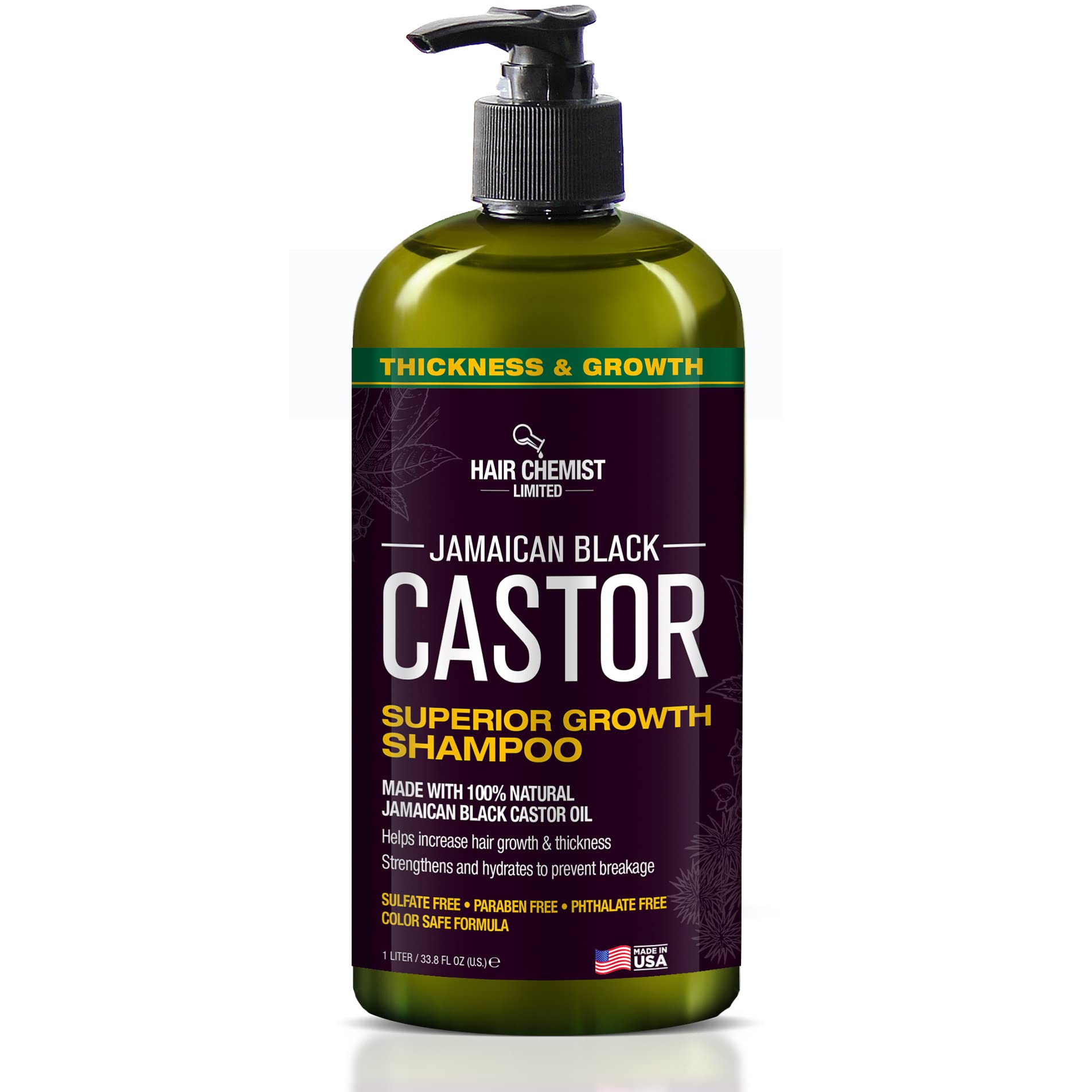 Hair Chemist Superior Growth Jamaican Black Castor Shampoo 33.8 oz. - Sulfate Free Shampoo made with Natural Ingredients