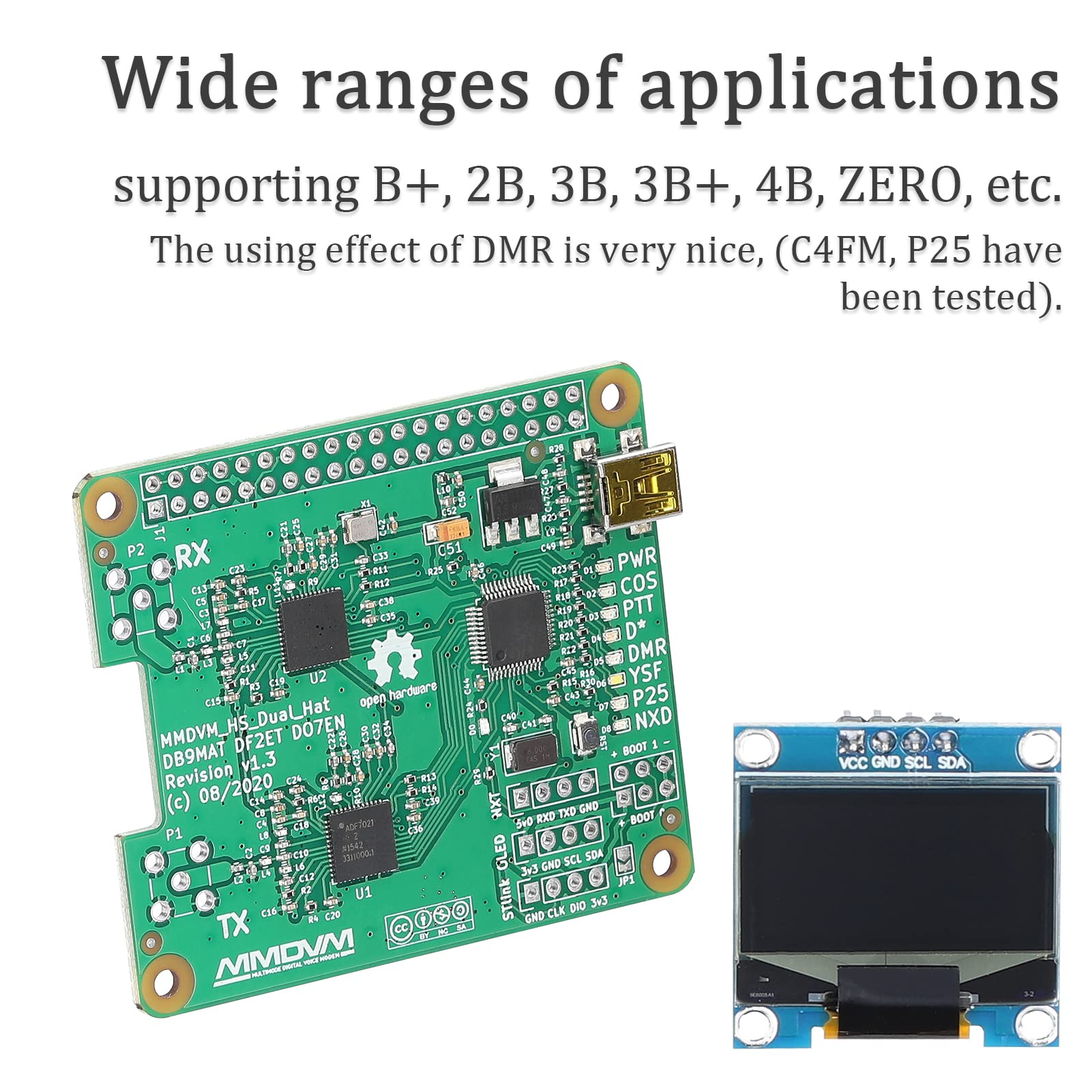 BUZHI MMDVM Duplex Hot Board, MMDVM Duplex Hot Board with OLED Display Support DMR P25 D Star Mini Relay Module Support UHF VHF for Raspberry Pi