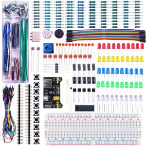 upgraded electronics fun kit w/power supply module, jumper wire, precision potentiometer, 830 tie-points breadboard compatible with arduino, stm32