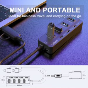 Onten USB C Hub,7 Ports USB 3.0 Hub with USB C to USB 3.0 Adapter,USB C Splitter with 3.2 ft Cable 4*USB3.0 Ports,3*USB C Ports for Thunderbolt3/4 MacBook Surface Pro and More USB/USB C Devices