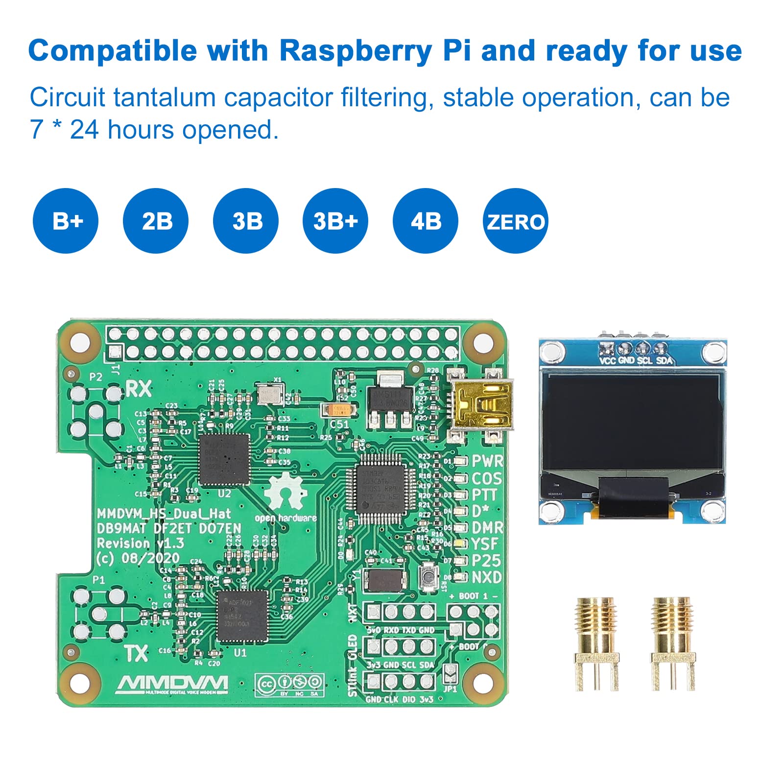 BUZHI MMDVM Duplex Hot Board, MMDVM Duplex Hot Board with OLED Display Support DMR P25 D Star Mini Relay Module Support UHF VHF for Raspberry Pi