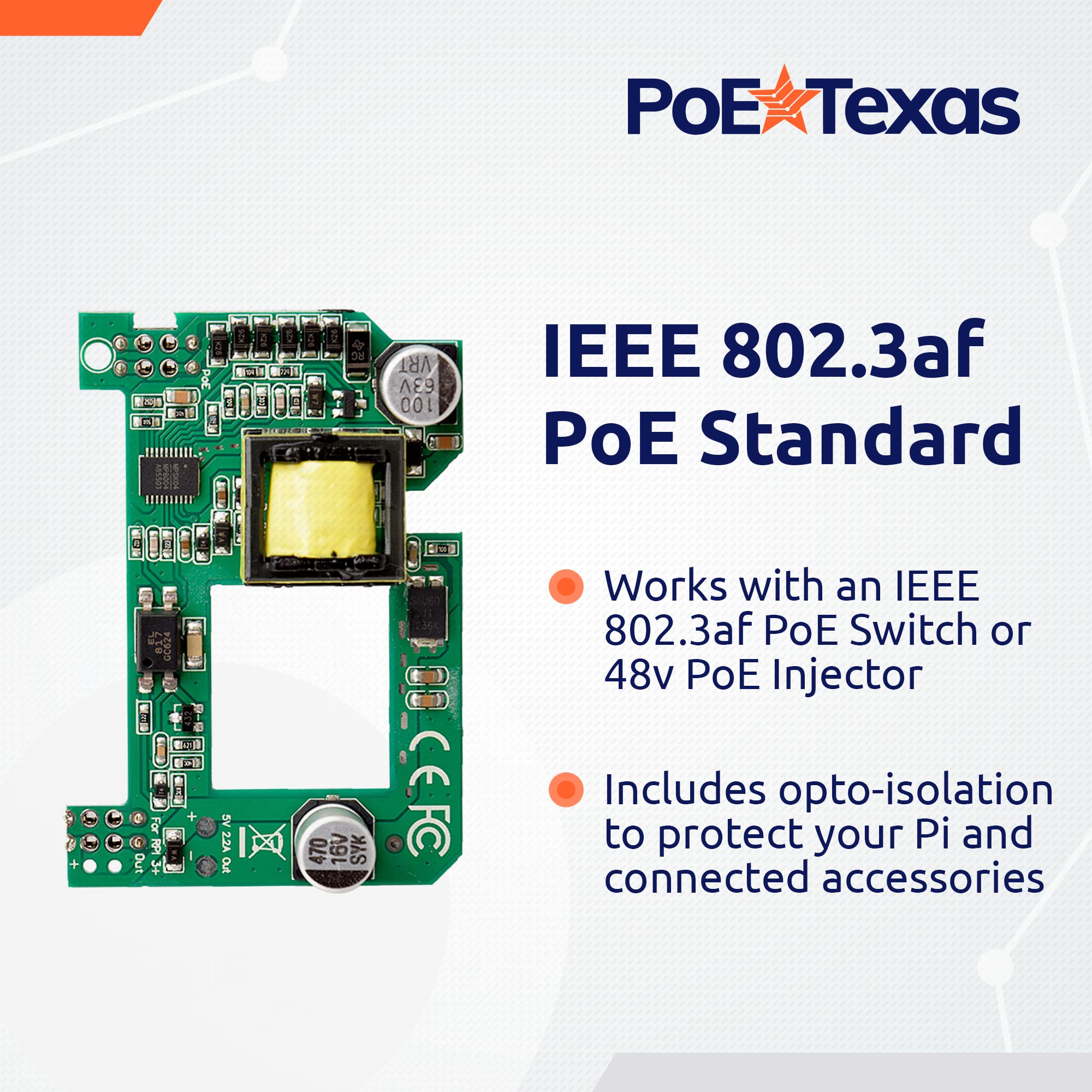 PoE Texas Raspberry Pi PoE Hat and Poe Texas PoE Injector - Single Port Power Over Ethernet Passive PoE Adapter