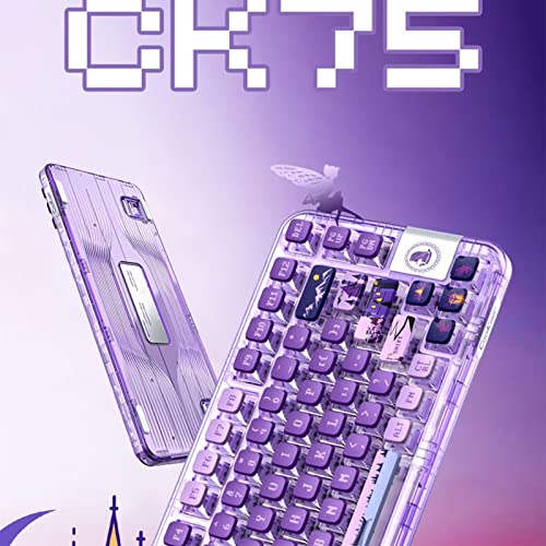 Jectse Mechanical Gaming Keyboard, 80 Keys Wireless Bluetooth Keyboard Computer with Transparent keycaps, 38Pcs Replacement PBT Keycaps and Keycap Puller