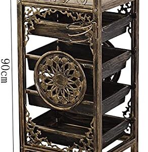 JYDQM Beauty Salon Trolley Retro Hollow Carved Hairdressing Manicure Tool Trolley (Color : #1)