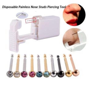 Nose Piercing Gun Self Nose Piercing Kit Stainless Steel Body Jewelry Tools with Nose Stud for Cartilage Helix Piercing Gun(J Ball,Rose Gold)