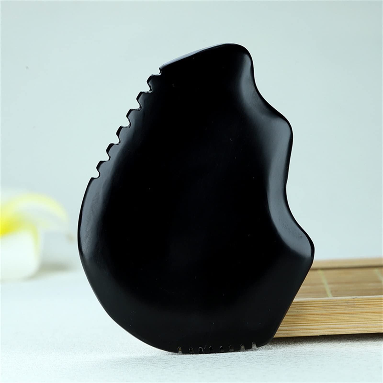 NHOSS Black Bian Stone Gouache Natural Stone Guasha Board Eye Body Scraping Massage Acupuncture Therapy Spa Care 1Pcs