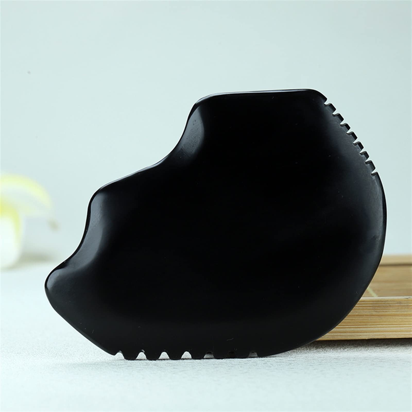 NHOSS Black Bian Stone Gouache Natural Stone Guasha Board Eye Body Scraping Massage Acupuncture Therapy Spa Care 1Pcs