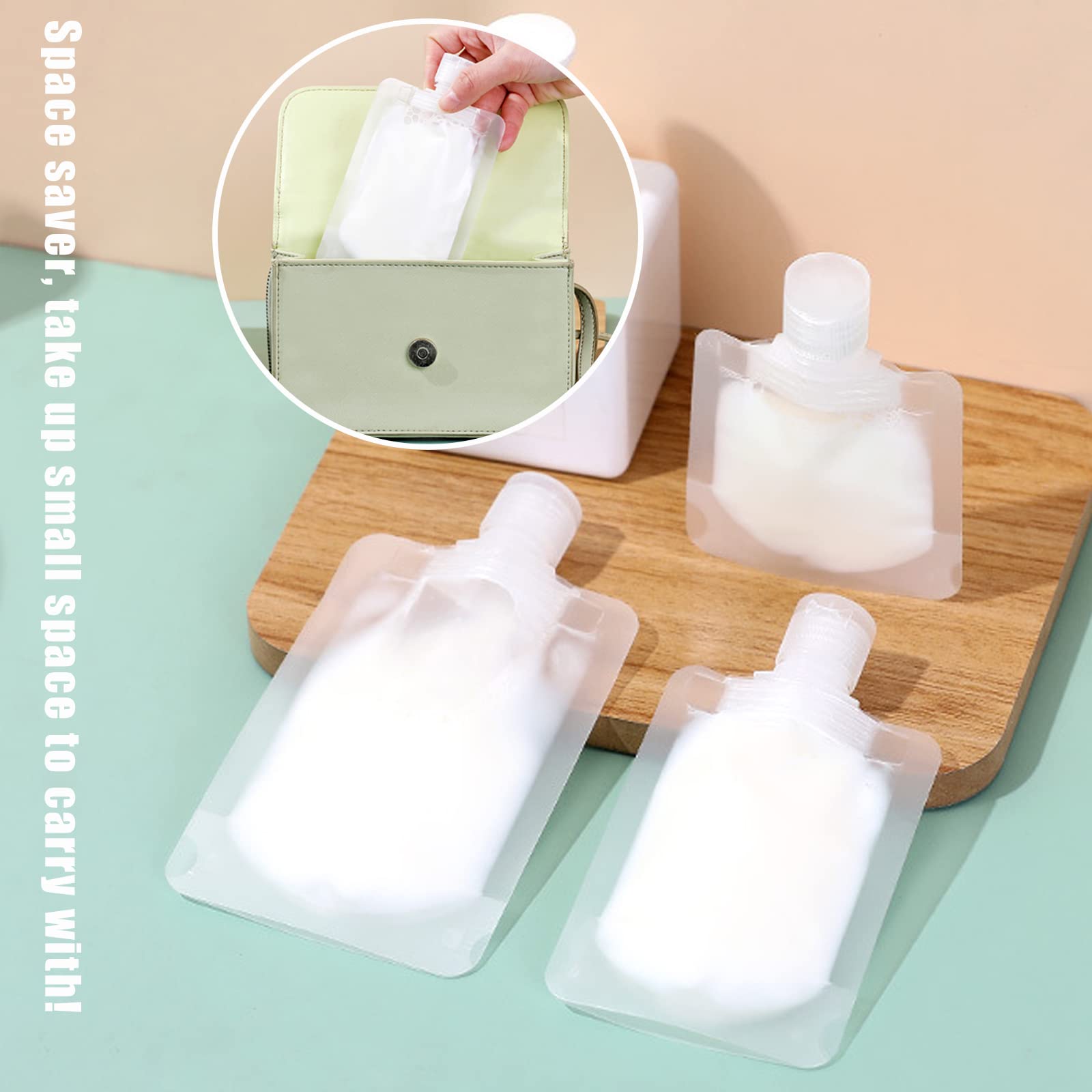 12PCS Travel Refillable Empty Squeeze Pouches, TSA Approved for Toiletry Lotion Shampoo and Conditioner Fluid Squeezable Bags, Portable Leakproof Cosmetic Make Up Containers 30/50/100ml/lables