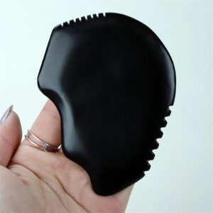 NHOSS Black Bian Stone Gouache Natural Stone Guasha Board Eye Body Scraping Massage Acupuncture Therapy Spa Care 1Pcs