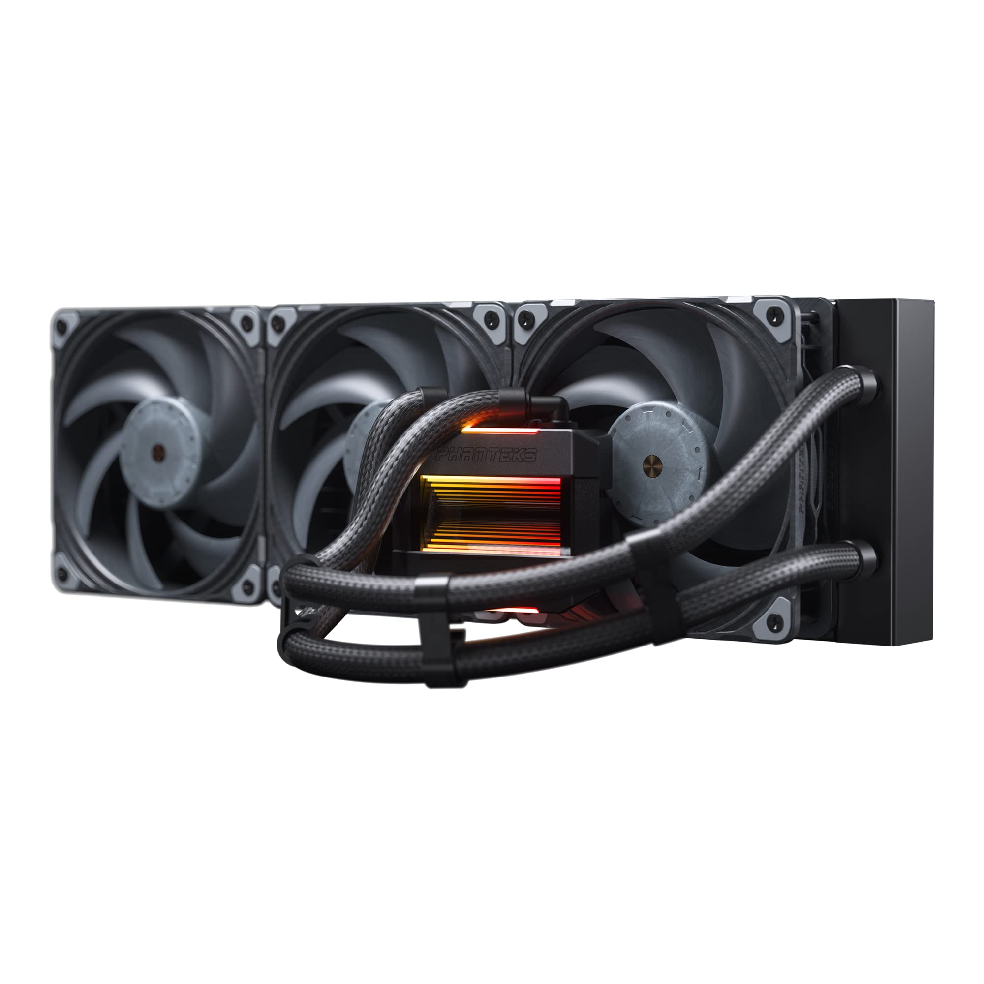 Phanteks (PH-GO360T30_DAG02) Glacier One 360T30 Gen 2 D-RGB AIO Liquid CPU Cooler, 360mm Radiator, Infinity Mirror Pump Cap Design, Aluminum Covers, 3X T30-120 Premium High-Performance Fans, Black