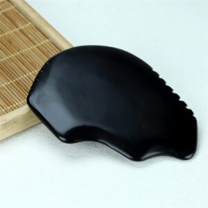 NHOSS Black Bian Stone Gouache Natural Stone Guasha Board Eye Body Scraping Massage Acupuncture Therapy Spa Care 1Pcs