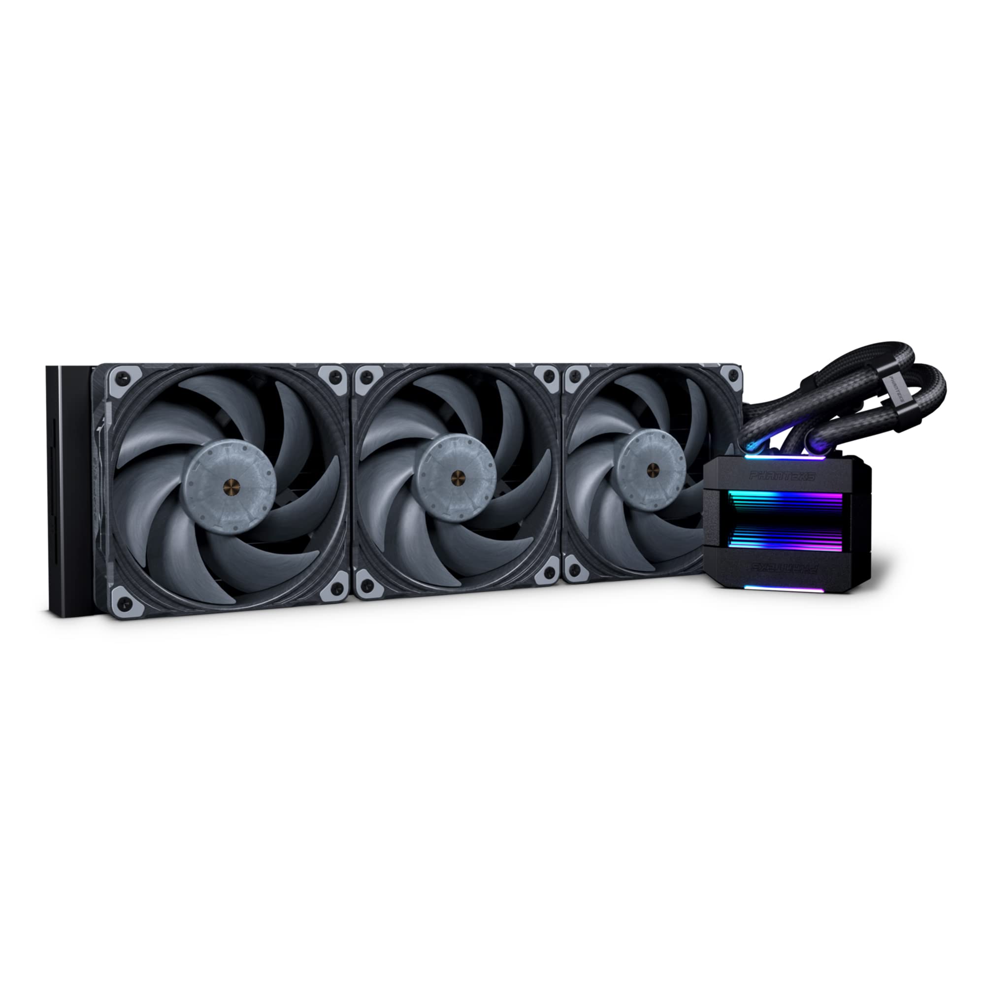 Phanteks (PH-GO360T30_DAG02) Glacier One 360T30 Gen 2 D-RGB AIO Liquid CPU Cooler, 360mm Radiator, Infinity Mirror Pump Cap Design, Aluminum Covers, 3X T30-120 Premium High-Performance Fans, Black