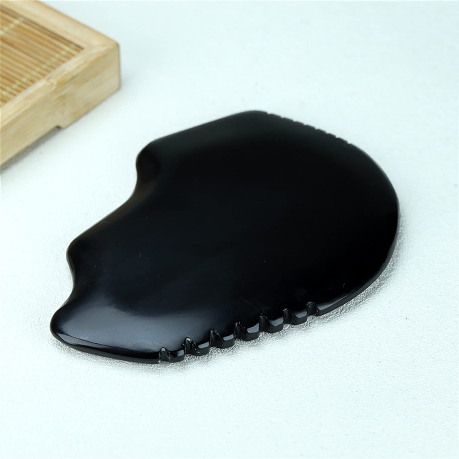 NHOSS Black Bian Stone Gouache Natural Stone Guasha Board Eye Body Scraping Massage Acupuncture Therapy Spa Care 1Pcs