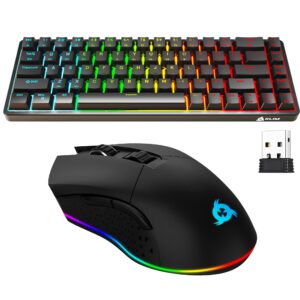 klim blaze & shift bundle - new 2024 - wireless gaming keyboard and mouse combo - wireless mechanical keyboard hotswap 65% - rgb gaming mouse wireless - long-lasting built-in battery