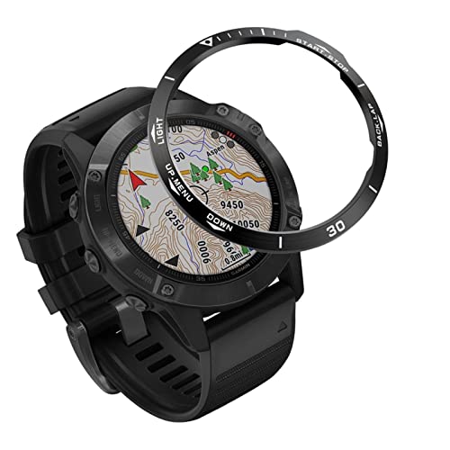 KAVJU For Garmin Fenix 6X/6X Pro/6X Sapphire Watch Bezel Ring Stainless Steel Sculptured Time Units Adhesive Anti-scratch Cover Rings (Color : B Black White)