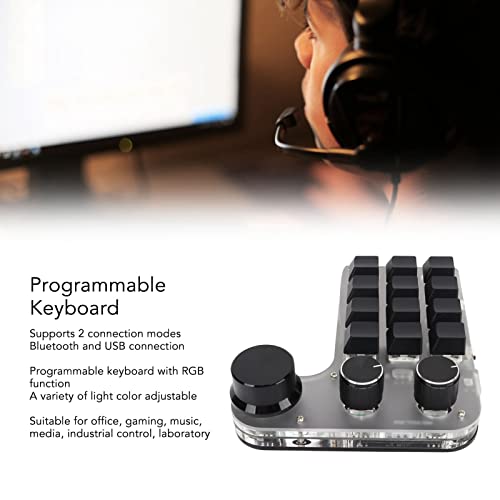 Mechanical Gaming Keyboard, 3 Buttons, 12 Keys, Easy Carry, Programmable Keyboard for Windows, 2 Connection Modes, Easy Control for Office