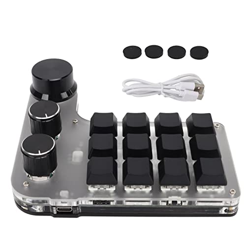 Mechanical Gaming Keyboard, 3 Buttons, 12 Keys, Easy Carry, Programmable Keyboard for Windows, 2 Connection Modes, Easy Control for Office