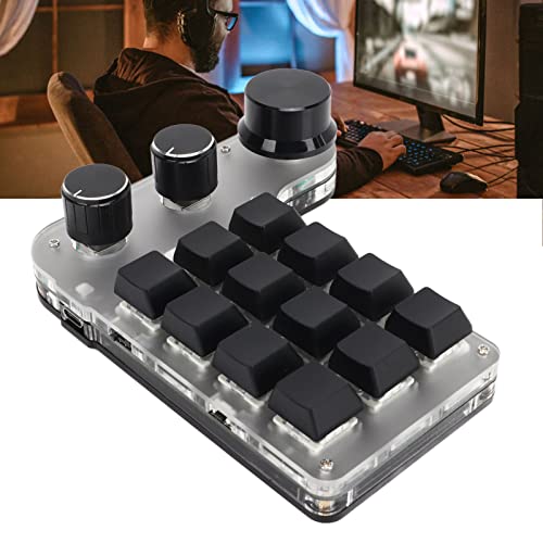 Mechanical Gaming Keyboard, 3 Buttons, 12 Keys, Easy Carry, Programmable Keyboard for Windows, 2 Connection Modes, Easy Control for Office