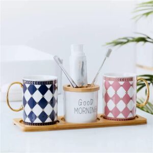 quul diamond pattern mouthwash cup ceramic couple set toothbrush cup household wash cup toothbrush cup pair