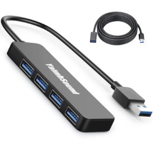 usb hub 3.0,yaimhsound usb extender splitter, 4-port usb extenion adapter with detachable usb extention cable for laptop, pc, tv, projector, printer,keyborad,mouse,xbox,flash drive,ssd,camera(80cm)