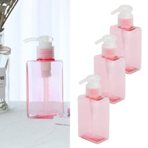 Soap Dispenser 100ml, 3Pcs Refillable Plastic Cosmetic Pump Bottle Clear Pink Hand Soap Dispenser Shampoo Lotion Travel Containers