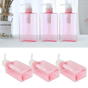 Soap Dispenser 100ml, 3Pcs Refillable Plastic Cosmetic Pump Bottle Clear Pink Hand Soap Dispenser Shampoo Lotion Travel Containers