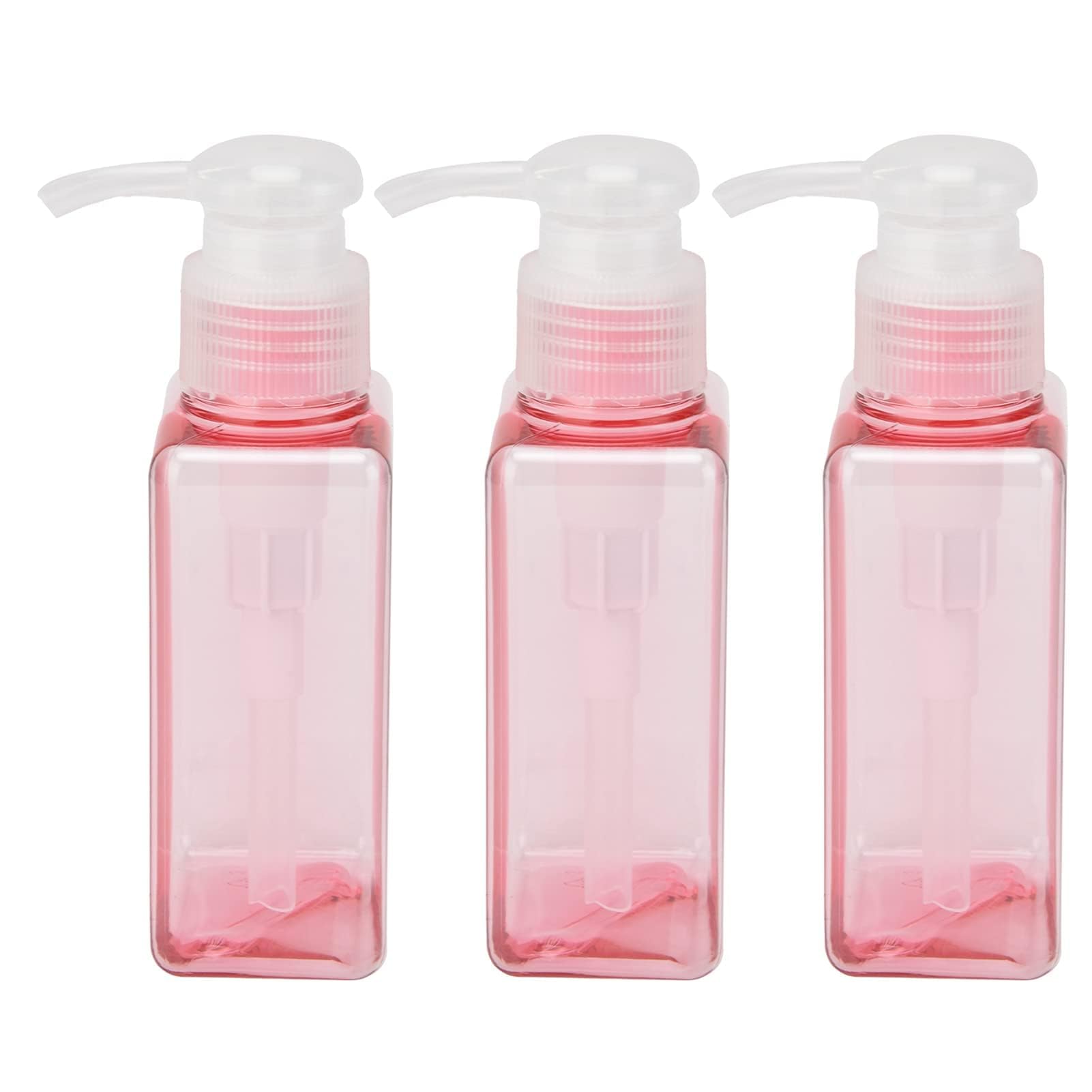 Soap Dispenser 100ml, 3Pcs Refillable Plastic Cosmetic Pump Bottle Clear Pink Hand Soap Dispenser Shampoo Lotion Travel Containers