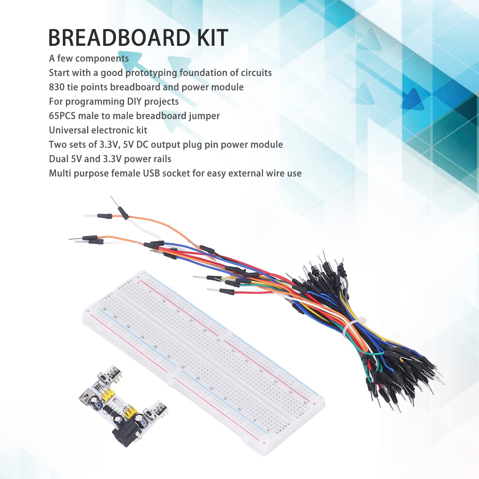 Breadboard Kit 12V, 830 Tie Points Breadboard Kit for Programming DIY Projects