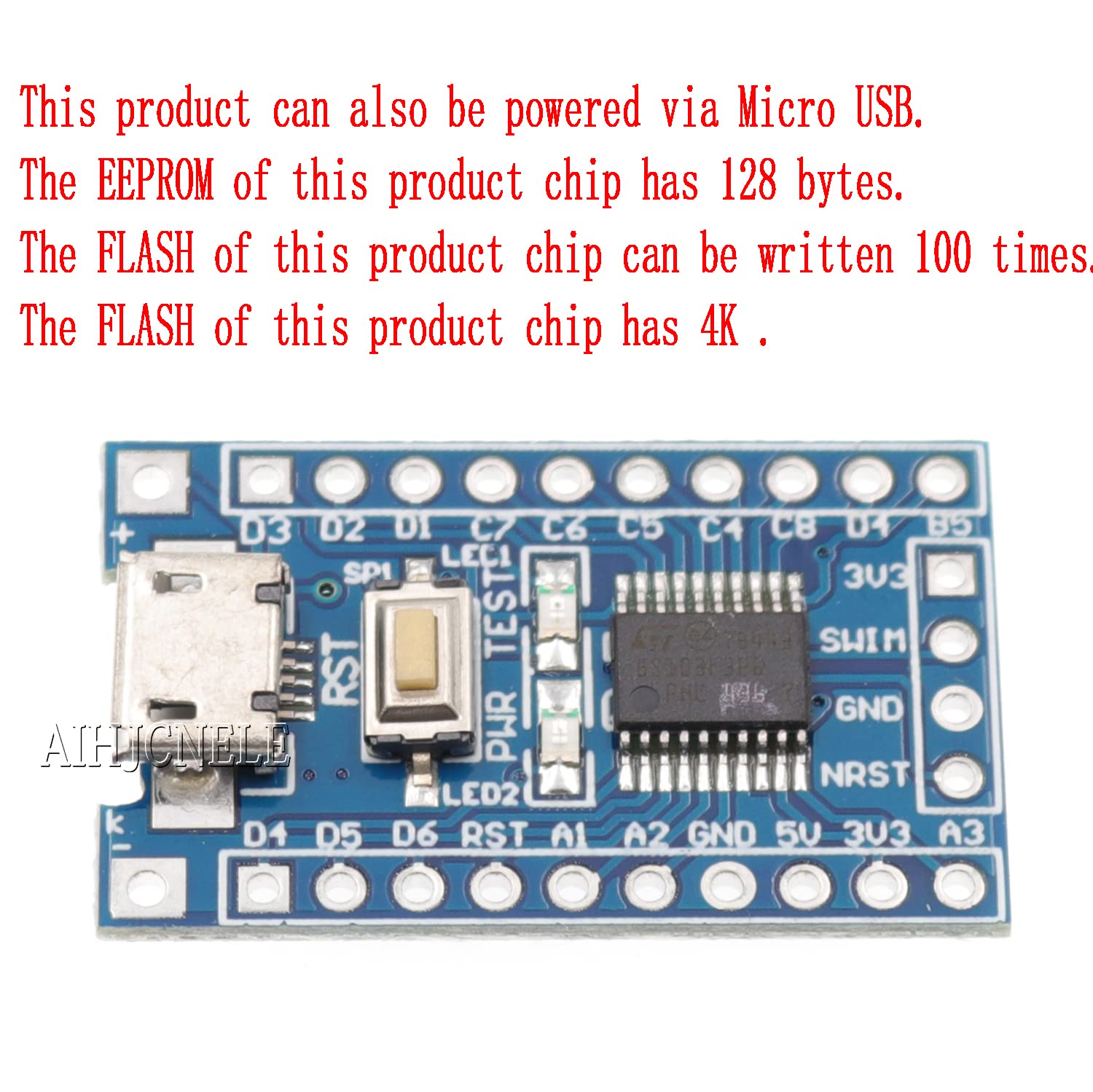 AIHJCNELE STM8S003F3P6 ARM STM8 Minimum System Development Board Core Learning Board S003F3P6 EEPROM 128 MCU Single Chip Microcomputer Module Flash 4K Control Board with Cable Wire (STM8S003)