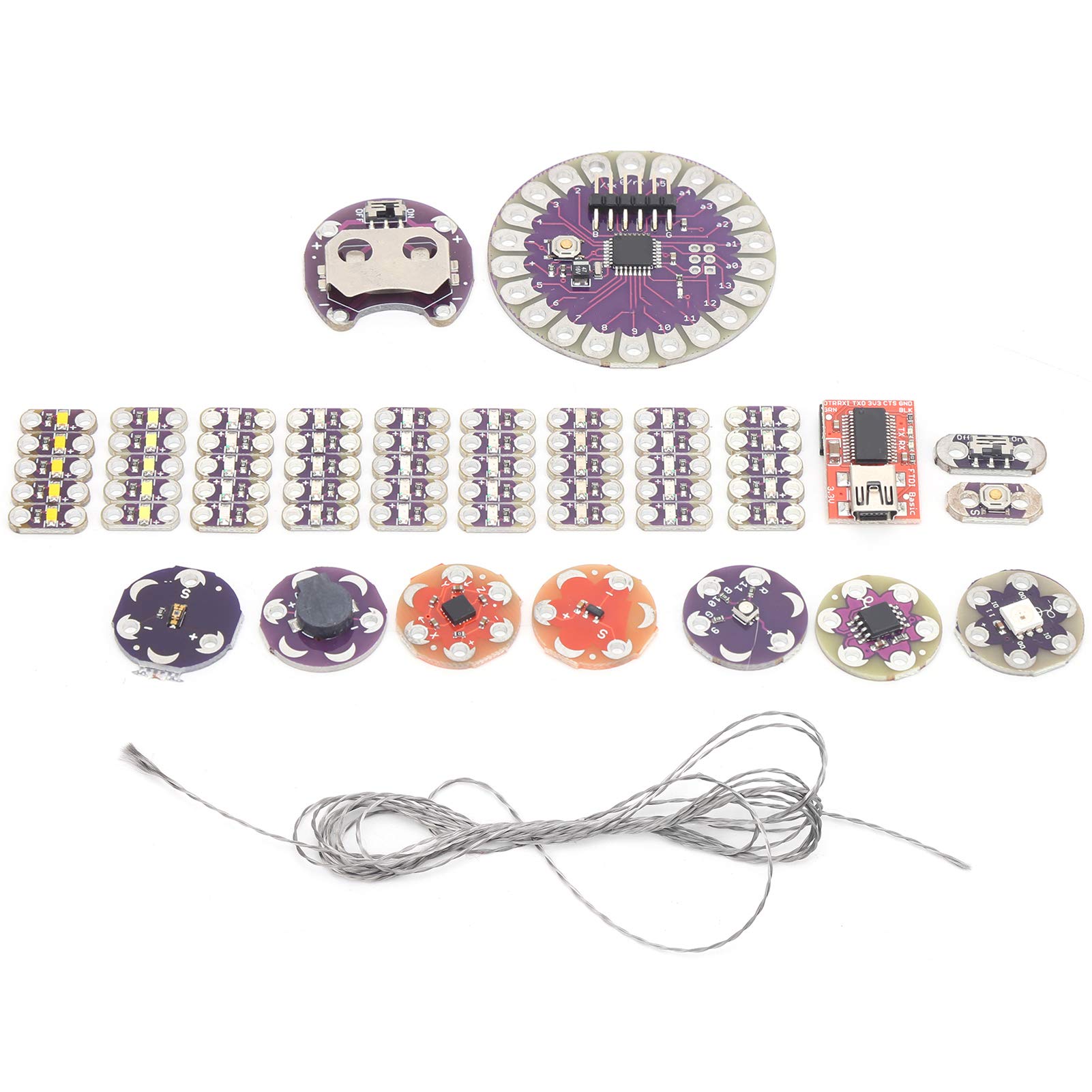 Breadboards Starter Kit 2.7V-5.5V Electronics Component Starter Kit Breadboard Jumper Wires Kit Conductive Thread Set Electronic Fun Kit Development Board