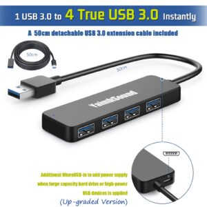 USB Hub 3.0,YaimhSound USB Extender Splitter, 4-Port USB Extenion Adapter with Detachable USB Extention Cable for Laptop, PC, TV, Projector, Printer,Keyborad,Mouse,Xbox,Flash Drive,SSD,Camera(80cm)