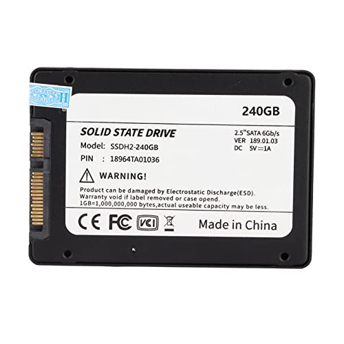 Naroote SATA 3 SSD, Low Consumption Black 2.5 Inch Desktop Computer Drive for PC for Laptop (240GB)